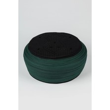 Sarıkhane Çocuk Namaz Sarığı - Yeşil Kumaş - Siyah Takke - Yuvarlak Sarım - Nâli Şerif - 4 Metre