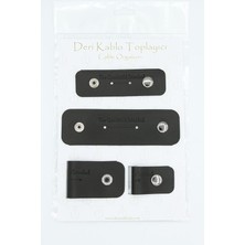 Wishora Store Qualitala Deri Kablo Toplayıcı Set Açık Kahve 3 Büyük 3 Küçük (Siyah)