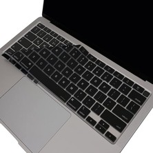 Wishora Store MacBook Air 13.3 Inç Klavye Koruyucu M1 A2337 A2179 ile Uyumlu – Ultra Ince Silikon Kılıf, Us Abd Ingilizce Q, Touch Id Siyah