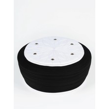 Sarıkhane Çocuk Talebe Sarığı - Siyah Kumaş - Beyaz Takke - Düz Sarım - Kuş Gözü - 6 Metre