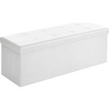 Wishora Store Tabure 120 Litre, Saklama Kutusu, Tabure, Katlanabilir, 300 Kg'a Kadar Yük, Sentetik Deri Kapak, Döşemeli, Beyaz LSF702