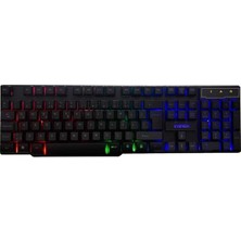 Wishora Store KB-188 Borealis Siyah USB Gökkuşağı Aydınlatmalı Q Gaming Oyuncu Klavyesi
