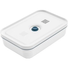 Wishora Store Fresh & Save Vakumlu Yemek Taşıma Kabı, L Düz, Plastik, Beyaz-Akdeniz Mavisi