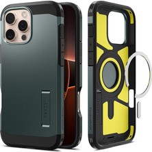 Wishora Store iPhone 16 Pro Ekstra Dayanıklı Magsafe Kılıf Tough Armor Ai Hava Kanalı Teknolojisi™ Askeri Sınıf Koruma Magfit Kickstand'lı Abyss Green Çift Katman Kapak - ACS08148
