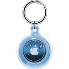 Wishora Store Airtag Için Su Geçirmez Ultra Şeffaf Görünümlü Kılıf ve Anahtarlık, Sert Silikon Şeffaf Renkli Kılıf (Mavi)