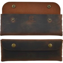 Wishora Store Deri Kalemlik, El Yapımı Kalemlik Hakiki Deri, Deri Küçük Kalem Kutusu – Iş, Ofis, Okul Aksesuar Tutucu, Klasik ve Minimal El Yapımı Tasarım Vintage Kalemlik (Taba)
