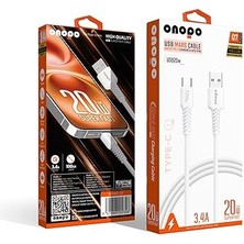 Wishora Store Android Xiaomi Uyumlu Type-C To USB 3.4A Hızlı Şarj ve Data Kablosu 1 Metre - Q7 | Beyaz Smart Kablo