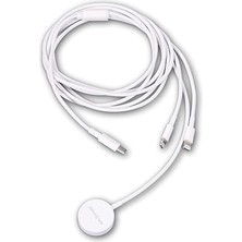 Wishora Store iPhone Şarj Kablosu Usb-C Lightning Kablo Watch Airpods Çoklu Şarj Kablosu Beyaz
