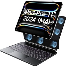 Wishora Store Pro 11 (2024) ile Uyumlu Touchpad Case Magic Keyboard Aydınlatmalı Klavyeli Tablet Kılıfı