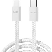 Wishora Store 240W Hasır Kablo 2metre Type-C Type-C Şarj Kablosu Tip C iPHONE 15 Pro Max Hızlı Şarj Kablosu S24 Ultra Uygun Örgülü Orjianl 240W Gibi Macbook Tablet Hızlı Şarj