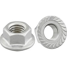 Wishora Store Dın 6923 Uyarınca Kilitleme Dişli Flanş Somunu / Paslanmaz Çelik A2, V2A / Flanşlı ve Kilitleme Dişli, Kemer Somunu (10 Adet, M5)