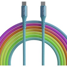 Wishora Store C38 Type-C To Type-C 65W LED Işıklı Şarj ve Data Kablosu 1.2m Çok Renkli