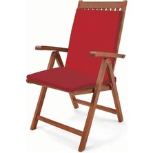 Wishora Store Bahçe Balkon Salon Kırmızı Sandalye Minderi (Arkalıklı) 2'li