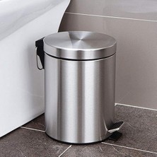 Wishora Store Tuvalet Balkon Mutfak, Pedallı Paslanmaz Metal Çöp Kovası 3 Litre