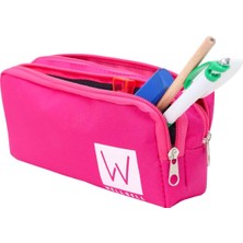 Wishora Store Iki Gözlü Kalemlik - Kalem Çantası (Pembe)