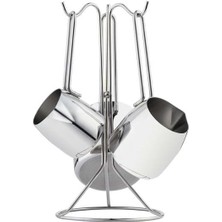 Wishora Store Modern 4 Parça Standlı Paslanmaz Çelik Cezve Seti