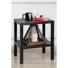 Wishora Store Home 2 Katlı Plastik Balkon Bahçe Sehpası Masası Şezlong Havuz Sehpası Gazetelik Banyo Mutfak Rafı Siyah