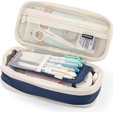 Wishora Store Büyük Kapasiteli Okul Kalem Kutusu Kırtasiye Fermuarlı Cebi Ofis Depolama Çok Katmanlı Depolama Cebi