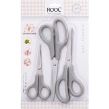 Wishora Store Premium Serisi Ergonomik Saplı Çelik Gıdaya Temasa Uygun 3'lü Set Mutfak Makası, Mavi