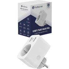 Wishora Store USB ve Type-C Girişli Akım Korumalı Wi-Fi Akıllı Priz, Adaptör, 16 Amper, Enerji Izleme, Çocuk Kilidi, Uygulama ile Uzaktan Kontrol