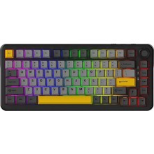 Wishora Store Gaming Klavye Ajazz AK820 Max Plus Daydream Switch 3 Modlu Mekanik Oyun KLAVYESI-8000 Mah Batarya Rgb - Hot Swap (AK820 Max Plus - Siyah Sarı - Daydream)