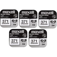 Wishora Store x Maxell 371 SR920SW Gümüş Oksit 0 Mercury Saat Pilleri, 5 Adet