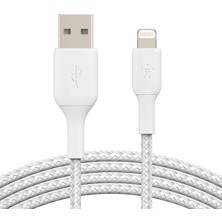 Wishora Store Örgülü Lightning Kablosu (Iphone, Ipad, Airpods Için Boost Charge Lightning/usb Kablosu) Mfi Sertifikalı iPhone Şarj Cihazı, Örgülü Lightning Kablosu (2m, Beyaz)