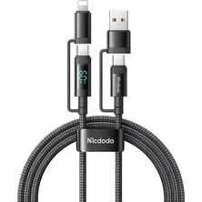 Wishora Store CA-1990 4in1 60W Dijital Ekranlı Hızlı Şarj Kablosu 1.2m-Siyah