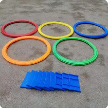 Wishora Store Seksek Halka Oyunu Seti 22 Parça - Anaokulu ve Açık Hava Bahçe Aktivite Eğitim Çemberi 27 cm