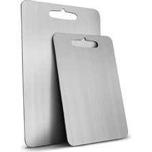 Wishora Store 2'li Paslanmaz Çelik Kesme Tahtası Seti Levhası Panosu Kaydırmaz Slikon Ayaklı 24X34CM ve 15X25CM 2mm Gıda Temasına Uygun Antibakteriyel 304 Çelik Cam Kesme Tahtası