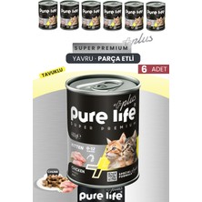 Pure Life Plus 6'lı Tavuklu Yavru Puppy Kedi Konserve Chunk Parça Etli Yaş Mama 400 gr