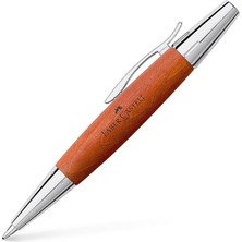 Wishora Store E-Motion Tükenmez Kalem, Krom/ahşap Gövde, Mekanizmalı, Kahverengi, B Uç, Yüksek Kapasiteli Siyah Refil