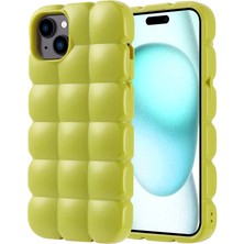 Alpsa Teknoloji Apple iPhone 15 Plus Kılıf Parlak Esnek Silikon Alps Dom Dom Kapak-Yeşil