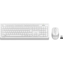 Wishora Store Tech FG1010 2.4g Q Türkçe Fn-Multimedya Klavye+Optik 2000DPI Mouse Beyaz Kablosuz Set