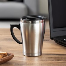 Wishora Store 05550 Paslanmaz Çelik Kupa Sızdırmaz Çelik Termos Araç Termosu El Termosu Yalıtımlı Bardak 350ML -Gümüş