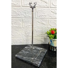 Wishora Store Siyah Kare Mermer Siyah Geyik Aksesuarlı Dekoratif Rulo Kağıt Havluluk