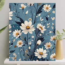 Wishora Store Hobi Sanat Sayılarla Boyama Tuval Seti Fırça Boya Dahil (Çıtalı) 40X50 cm - Papatya