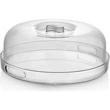 Wishora Store Şık Kristal Kek Fanusu Tutma Saplı 27 cm | Ikramlık Sunumluk (Yuvarlak)