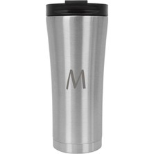 Wishora Store M Harfli Baskılı Çelik Termos Bardak 500 ml Tek Ebat Metalik