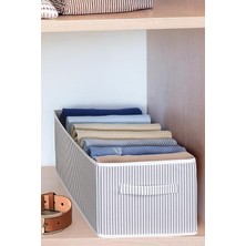 Wishora Store Içi Pantolon Düzenleyici Saklama Kutusu Organizer (Beyaz - Gri Çizgili)