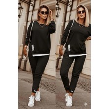 Arona Mdb Kadın Uzun Kollu Bisiklet Yaka Yandan Fermuarlı Viskon Iki Iplik Bluz ve Pantolon Ikili Takım