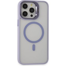 Fuchsia iPhone 15 Pro ile Uyumlu Kılıf Roblox Lens Kablosuz Şarj Özellikli Standlı Kapak - Lila