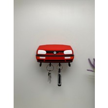 3dpazarıcom 3D Baskı Dekoratif Volkswagen Golf Mk3 Model Tasarımlı Anahtar Askılığı