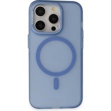 Fuchsia iPhone 14 Pro Max ile Uyumlu Frost Standlı Kablosuz Şarj Özellikli Kapak - Sierra Blue