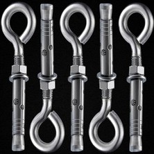 Wishora Store Kancalı Çelik Dübel M10 Salıncak Boks Torbası Avize Için Gömlekli Kapalı Ağız Kanca 5 Adet