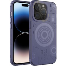 Alpsa Teknoloji Apple iPhone 14 Pro Kılıf Alps Wireless Şarj Özellikli Desenli Hot Kapak-Derin Mor