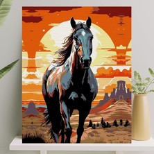 Wishora Store Hobi Sanat Sayılarla Boyama Tuval Seti Fırça Boya Dahil (Çıtalı) 40X50 cm - Siyah Inci