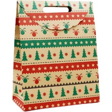 Wishora Store Design 25X32 Yılbaşı Işıltısı El Geçme Karton Çanta, Hediye Kutusu