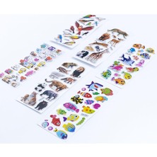 Wishora Store 6 Adet Kabartmalı Yapışkan Sticker, Hayvanlar Alemi