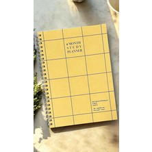 Wishora Store Tanıtım 4 Aylık Spiralli Tarihsiz Ders Çalışma Planlayıcısı, A5 Boyutu (Sarı)